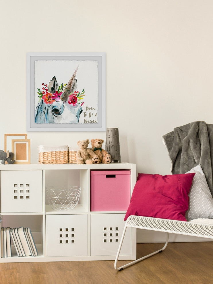 "Born Unicorn" Framed Painting Print, 18"x18"