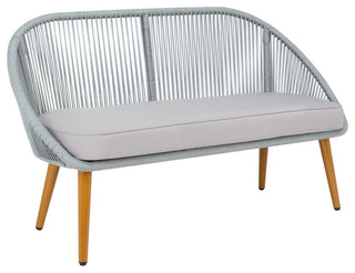 Safavieh Outdoor Halcott 4 Piece Living Set Grey Rope / Grey Cushion / Gold Legs