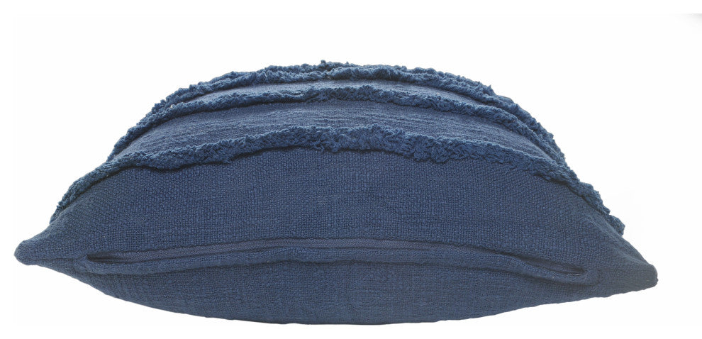 Overtufted Solid Throw Pillow, Deep Blue