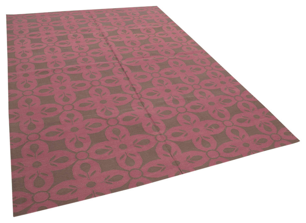 Rug N Carpet - Handmade Wool 6' 1'' x 8' 10'' Modern Design Dhurrie Kilim Rug