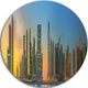 Business Bay And Downtown Dubai, Cityscape Round Wall Art, 11"