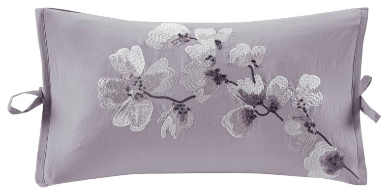 N Natori Sakura Blossom Embroidered Cotton Oblong Decorative Pillow, Lilac