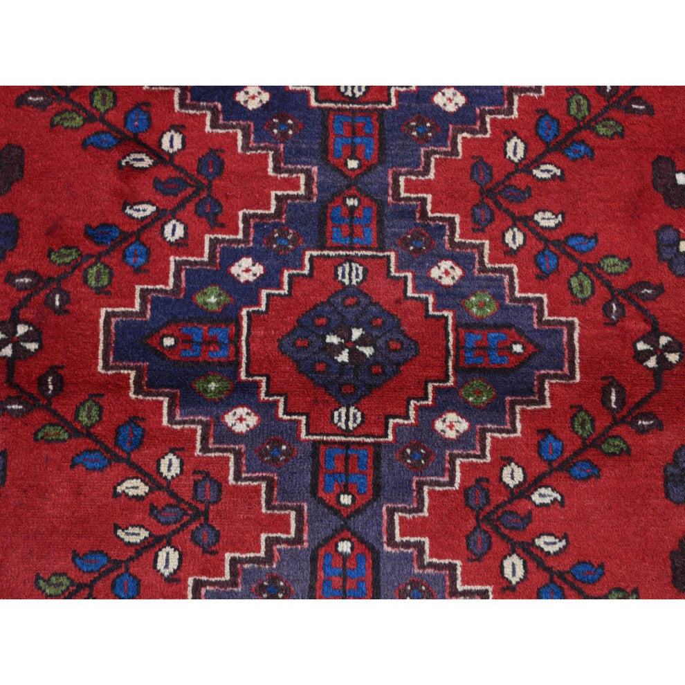 Red New Bohemian Persian Malayer Pure Wool Hand Knotted Rug 3'5" x 5'