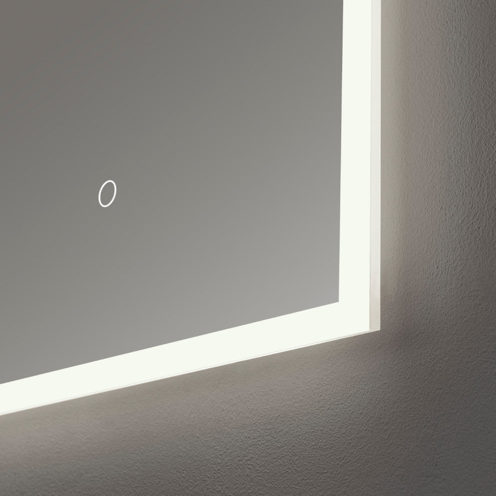 Horizontal Rectangle Illuminated Bathroom/Vanity Wall Mirror, 18 Inch