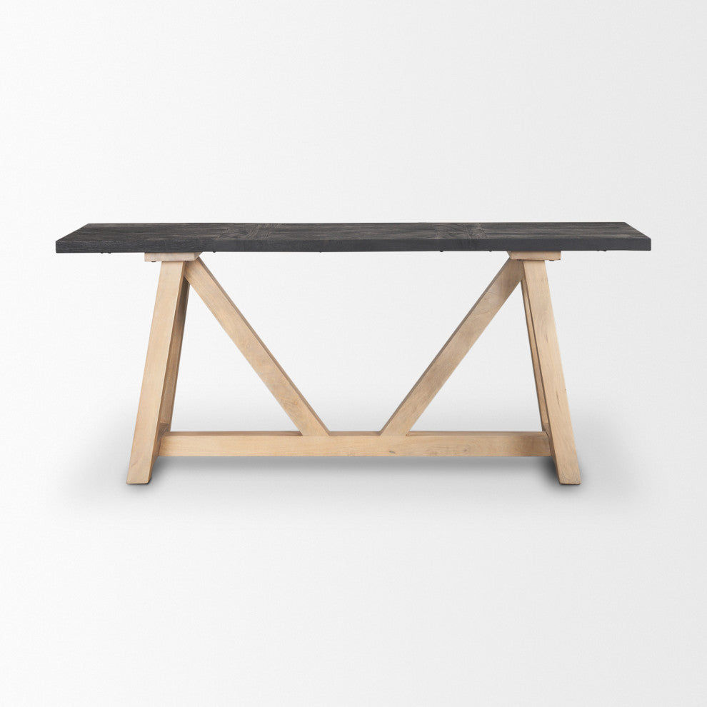 Rialto Two-Toned Black and Brown Wood Angular Leg Console Table