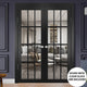 Interior French Double Doors|Felicia 3355 Matte Black with Clear Glass -48x80