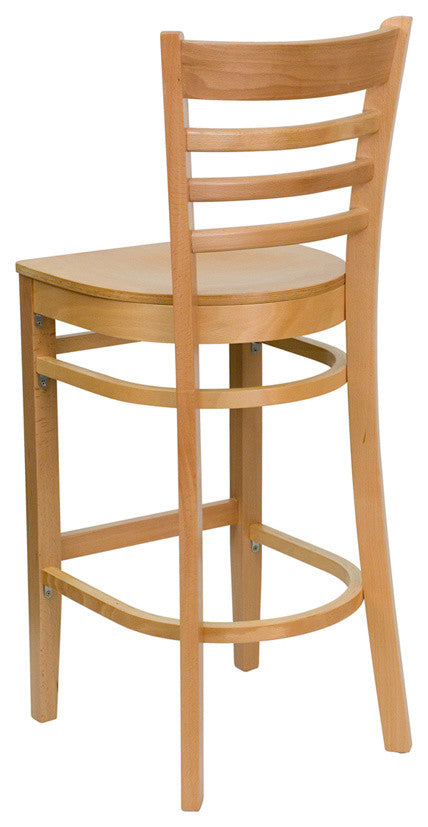 Flash Furniture Hercules 30" Ladder Back Bar Stool in Natural Wood