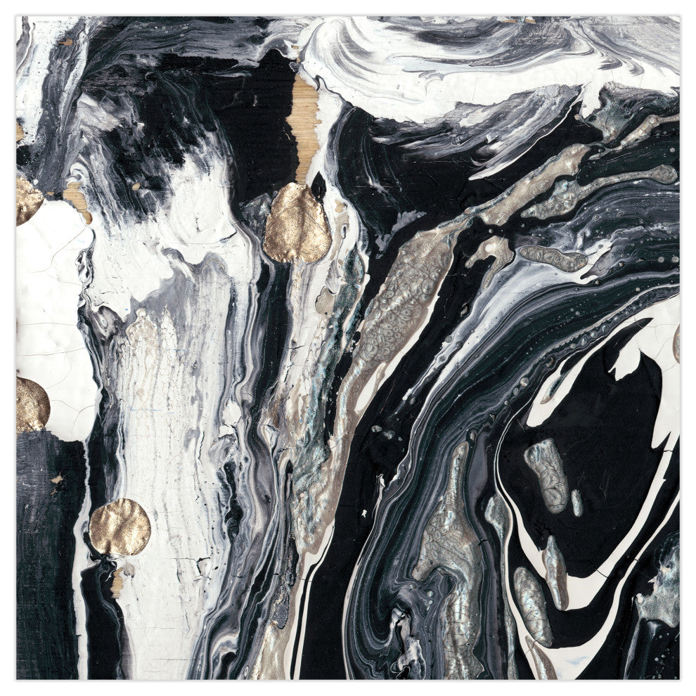 Black White Abstract Wall Art Printed on Frameless Free Floating Tempered Glass