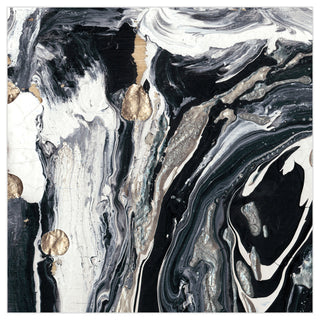 Black White Abstract Wall Art Printed on Frameless Free Floating Tempered Glass