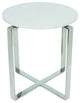 Rosa Side Table, Round Marble End Table, White Marble Top, Polished Steel Base
