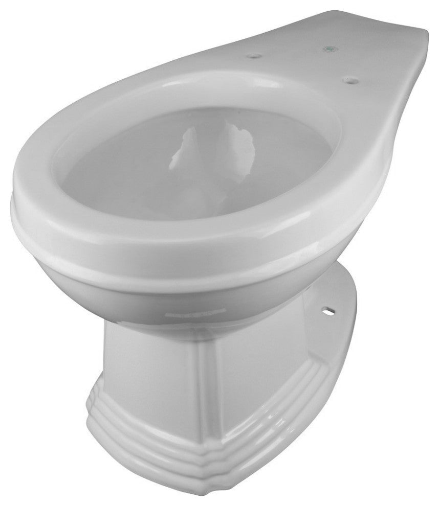 Cherry Wood Flat Panel High Tank Toilet White Round Satin Rear Entry