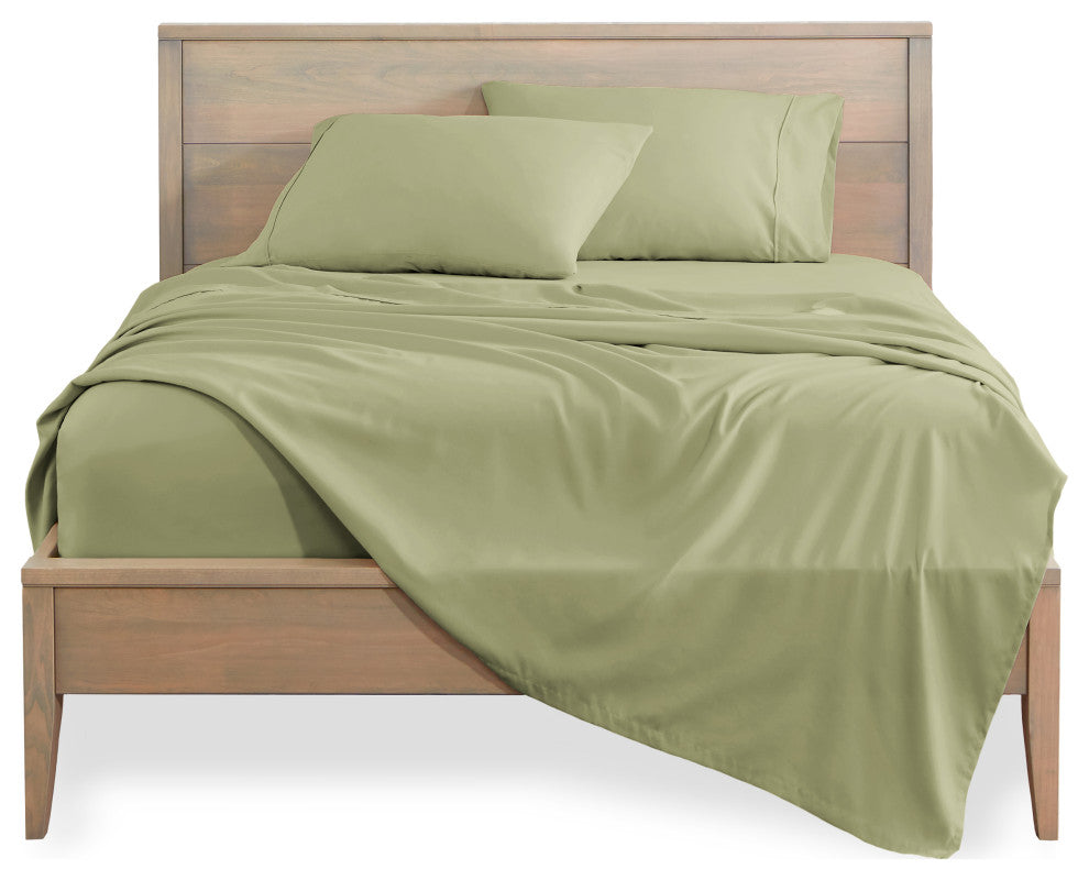 Bare Home 1800 Microfiber Sheet Set, Sage, Twin
