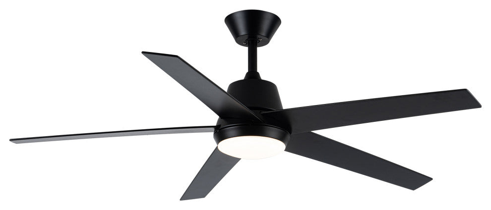52-inch Modern 5-blade Black Ceiling Fan with Light