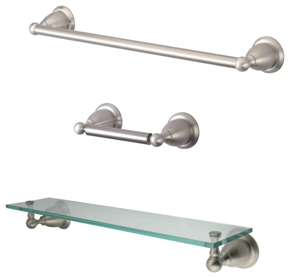 Kingston Brass 3-Piece Bathroom Accessory Set, Brushed Nickel