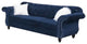 Benzara BM233090 93 Inches Nailhead Trim Velvet Sofa With Crystal Tufting, Blue
