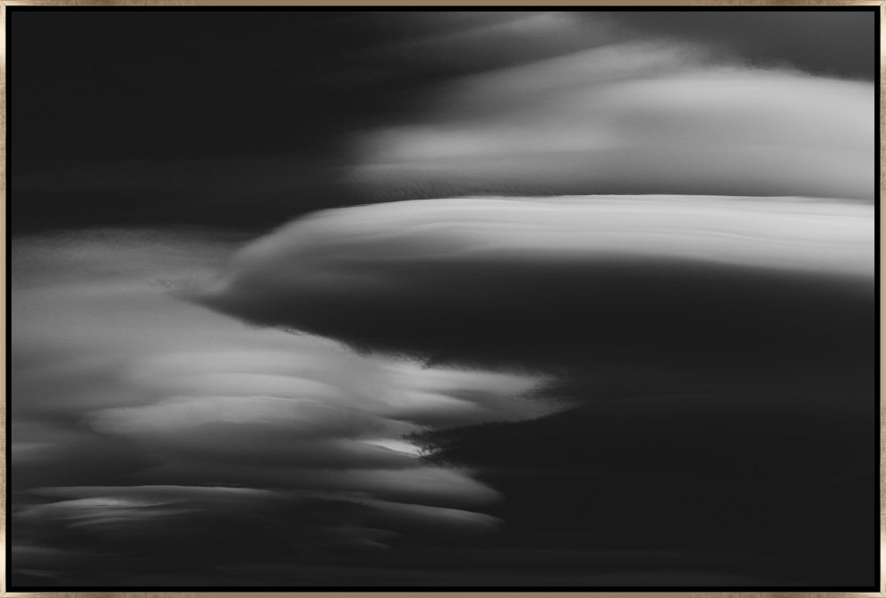 36x24 Lenticular Clouds IV, Framed Artwork, Silver