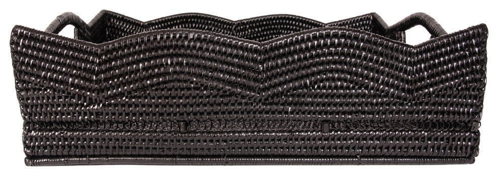 Artifacts Rattan™ Scallop Collection Rectangular Storage Basket, Tudor Black