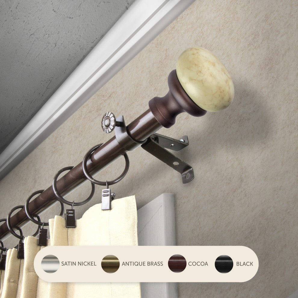 Creola 13/16" Curtain Rod, Cocoa, 66-120"