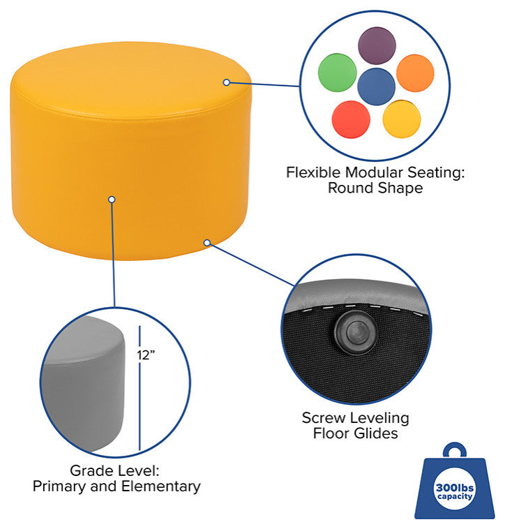Soft Seating Collaborative Circle, 12" Seat Height , Yellow Color
