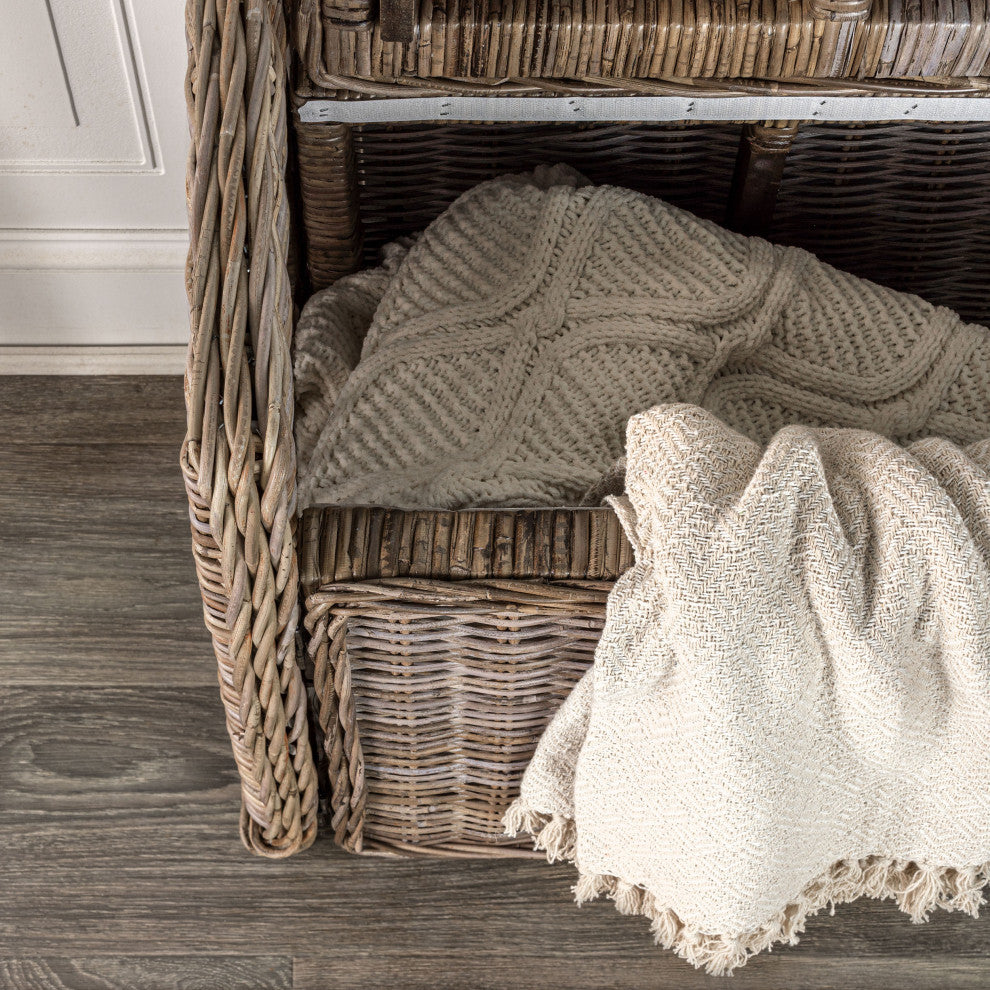 Happimess Naples 47.50" Wicker Trunk Storage Bench, Gray