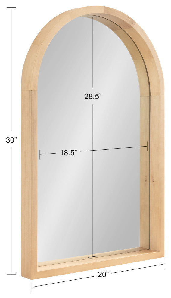 Hutton Wood Framed Arch Mirror, Natural, 20"x30"
