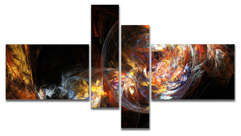 Bubble Smoke Golden, Abstract Canvas art print, 60"x32", 4 panels
