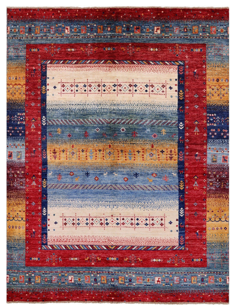 Tribal Persian Gabbeh Handmade Rug 5' 9" X 7' 6" Q7935