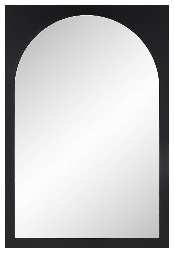 Bilzen 36" Tall Rectangular Arch Mirror, Matte Black