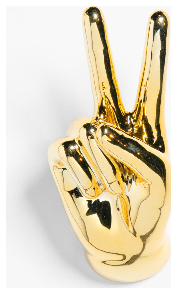 Interior Illusions Plus Gold Peace Hand Wall Mount, 9" tall