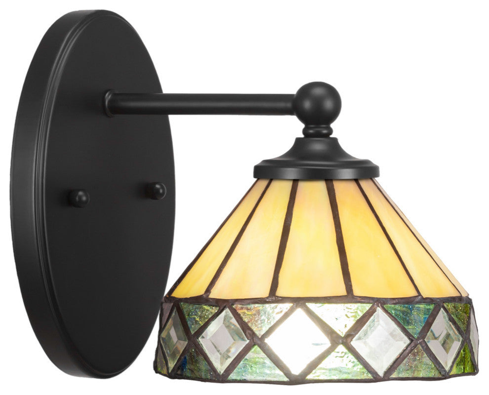Capri 1-Light Wall Sconce, Matte Black/Diamond Peak Art