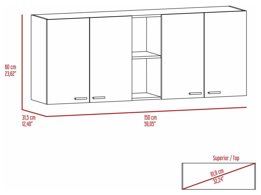 Winslow 59" Wall Cabinet, White