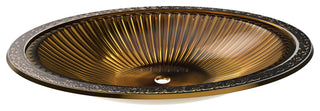 Olive Tempered Glass Oval Vessel Bathroom Sink, Gold