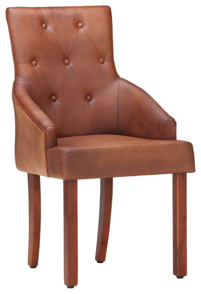 vidaXL Dining Chairs 6 pcs Brown Real Goat Leather
