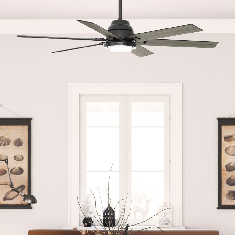 WiFi Gravity Ceiling Fan, LED Light Kit and Handheld Remote, Matte Black, 60"