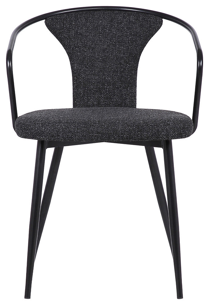 Francis Dining Chair, Black Powder Coated Finish and Black Fabric