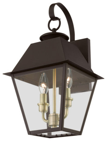 Wentworth 2 Light Bronze/Antique Brass, Cluster Outdoor Medium Wall Lantern