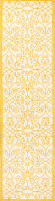 Madrid Vintage Filigree Textured Weave Indoor/Outdoor, Cream/Yellow, 2 X 8