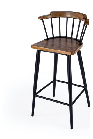 Merrick Wood and Iron Spindle Bar Stool