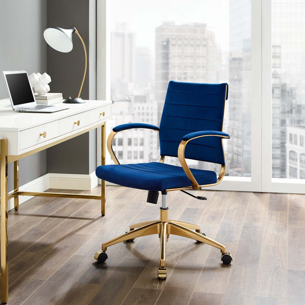 Computer Work Desk Chair, Velvet, Blue Navy, Modern, Home Business Office
