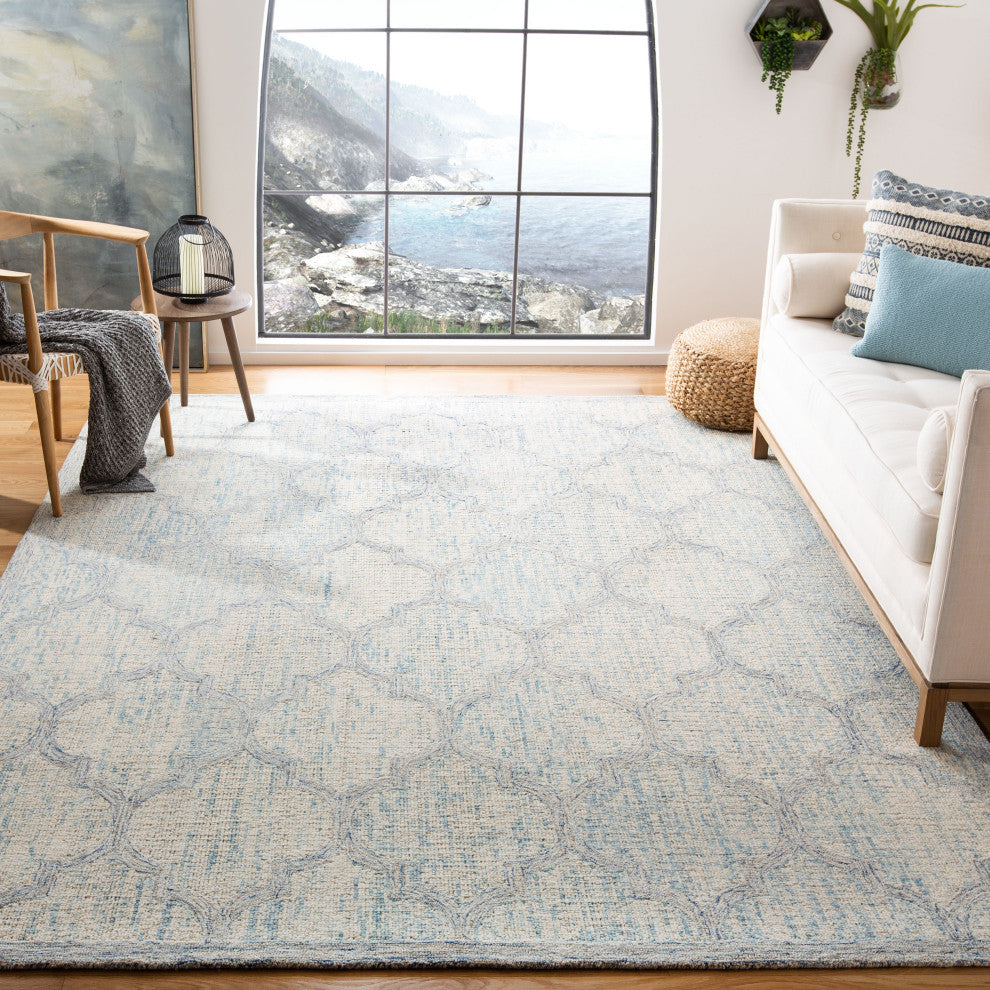Safavieh Couture Abstract Collection, ABT474 Rug, Ivory/Light Blue, 10'x14'
