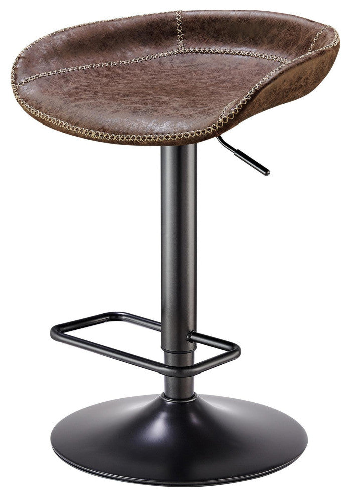 Rogue PU Gaslift Bar Stool, Set of 2, Vintage Coffee Brown