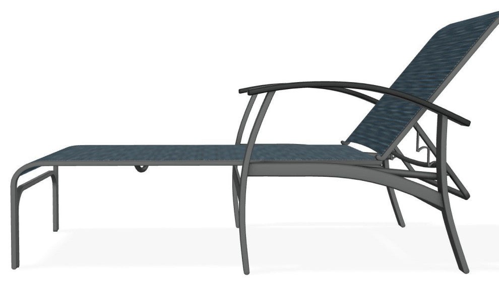 Belle Isle Sling 4-Position Outdoor Chaise Lounge, Nimbus Ocean/Graphite