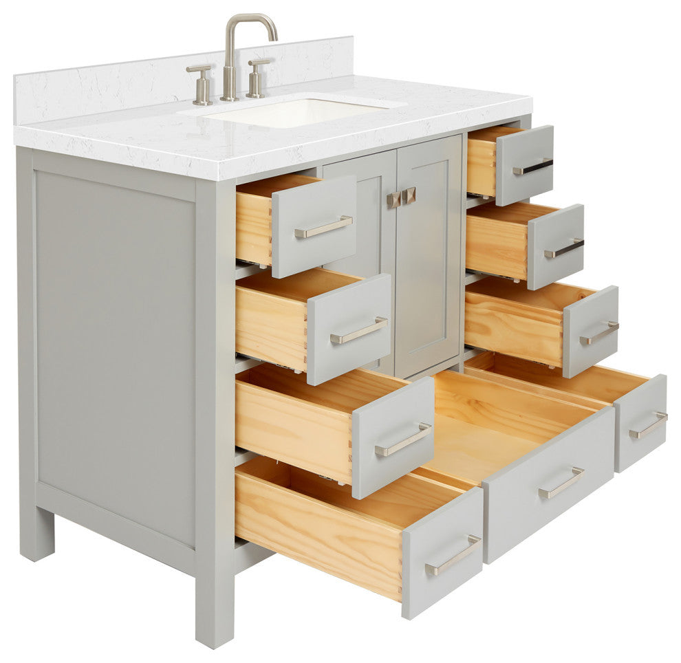 Ariel Cambridge 42" Single Rectangle Sink Vanity, Carrara Quartz