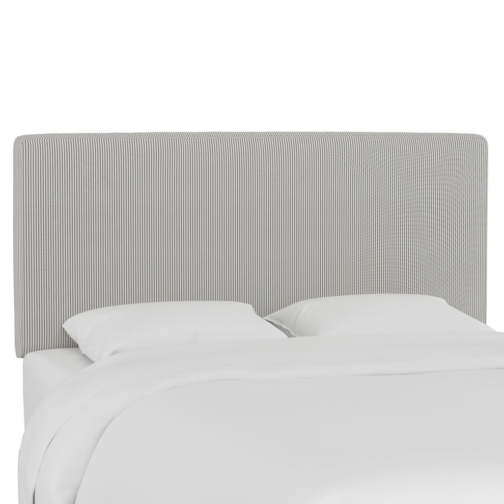 Phoebe Box Seam Headboard, Oxford Stripe Charcoal, Twin