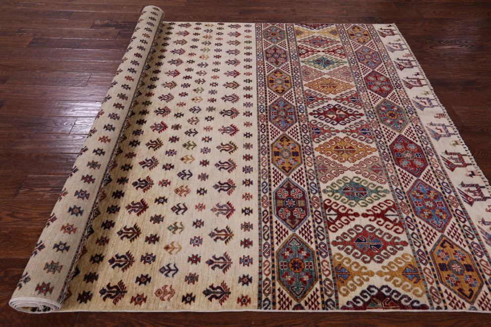 6' 5" X 10' 0" Persian Tribal Gabbeh Hand Knotted Wool Rug Q10737