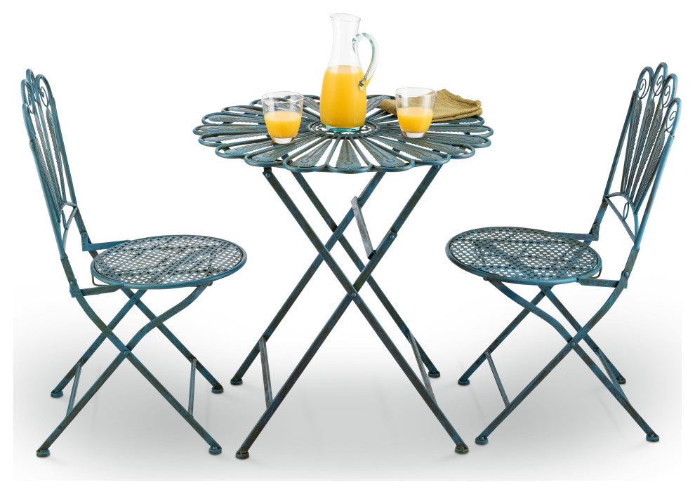 Alpine Peacock Feather Bistro Set with Table and Two Chairs, 30"