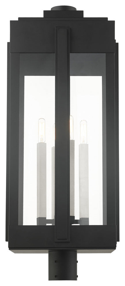 Black Art Deco, Sophisticated Outdoor Post Top Lantern