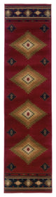 2' X 8' Red And Beige Ikat Pattern Runner Rug