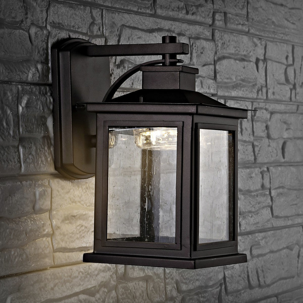 Safavieh Gorgen Outdoor Wall Lantern Oil Rubbed Bronze, Black