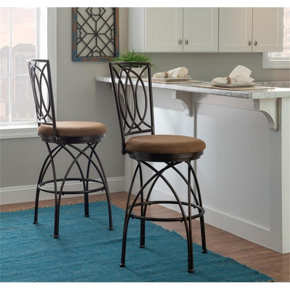 Home Square 30" Big and Tall Metal Cross Legs Bar Stool in Bronze - Set of 3